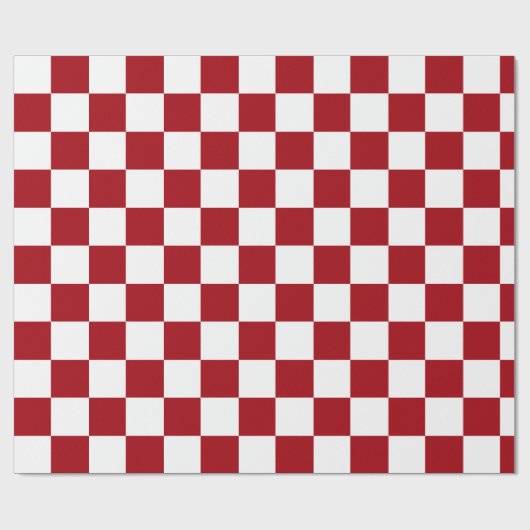 Rood en wit dambord cadeaupapier (Vlak)
