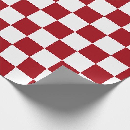 Rood en wit dambord cadeaupapier (Hoek)