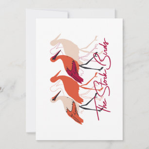 Rood en wit De Stork Birds II Feestdagenkaart