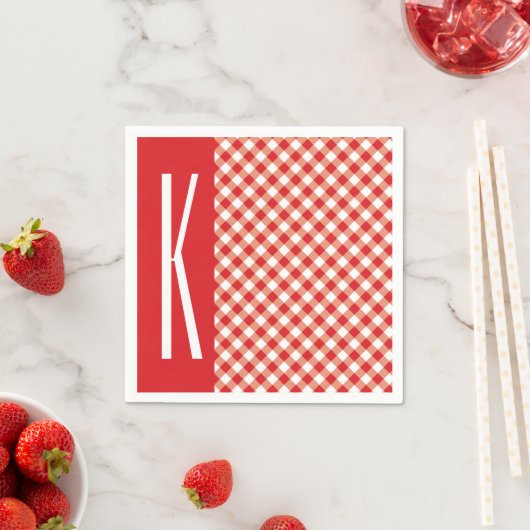 Rood en wit diagonaal Gingham. Servetten (Insitu)