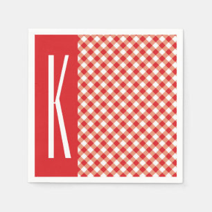Rood en wit diagonaal Gingham. Servetten