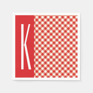 Rood en wit diagonaal Gingham. Servetten