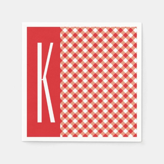 Rood en wit diagonaal Gingham. Servetten (Voorkant)
