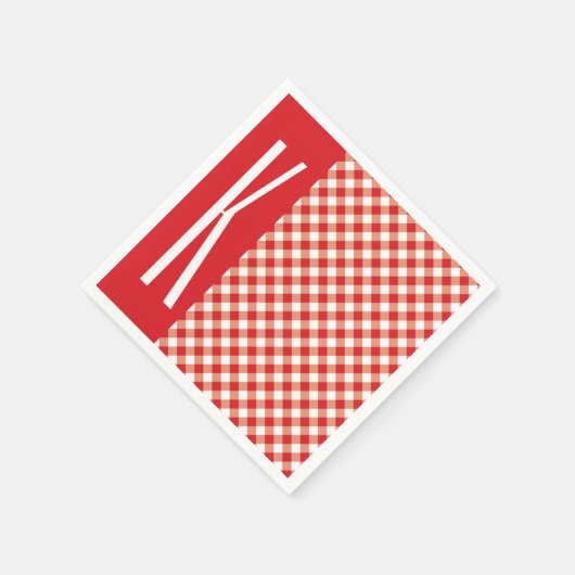 Rood en wit diagonaal Gingham. Servetten (Hoek)