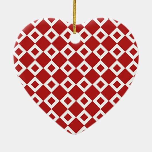 Rood en wit diamantpatroon keramisch ornament (Achterkant)