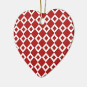 Rood en wit diamantpatroon keramisch ornament (Links)