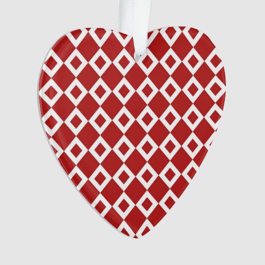 Rood en wit diamantpatroon ornament (voorkant)