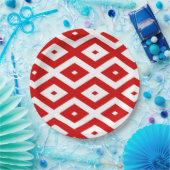 Rood en wit diamantpatroon papieren bordje (Feest)