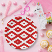 Rood en wit diamantpatroon papieren bordje (Feest)