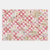 Rood en wit Distressed Gingham Gift Wrap Inpakpapier Vel (Voorkant 2)
