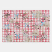 Rood en wit Distressed Gingham Gift Wrap Inpakpapier Vel (Voorkant 3)