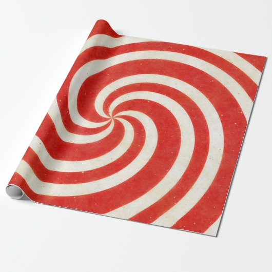 Rood en wit dizzy Snoep wervelkolom Cadeaupapier (Uitgerold)