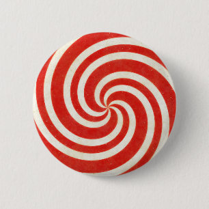 Rood en wit dizzy Snoep wervelkolom Ronde Button 5,7 Cm