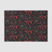 Rood en wit Doodle Hearts Love Script op Black Tissuepapier (Voorkant)