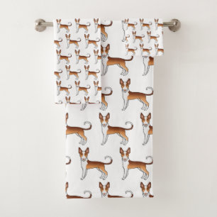 Rood en wit draadharige Ibizan Hound hondenpatroon Bad Handdoek
