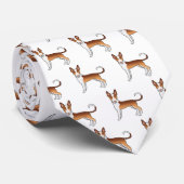 Rood en wit draadharige Ibizan Hound hondenpatroon Stropdas (Opgerold)