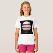 Rood en wit Droid Icon Meisjes T-shirt (Voorkant volledig)