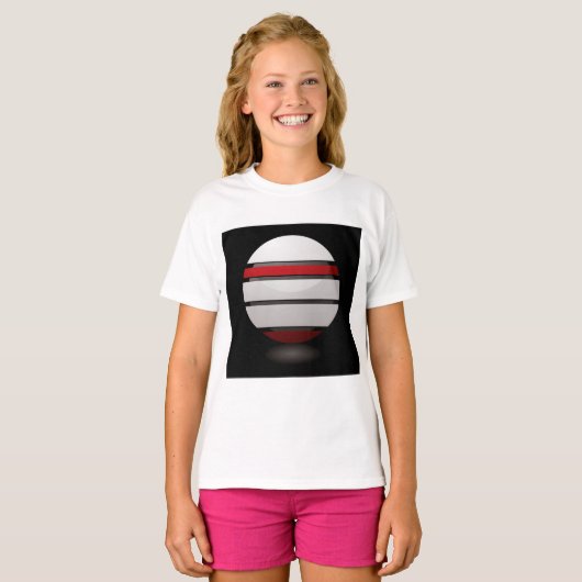 Rood en wit Droid Icon Meisjes T-shirt (Voorkant volledig)