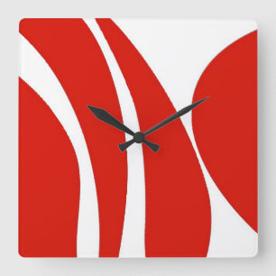 Rood en wit, dun design, klok