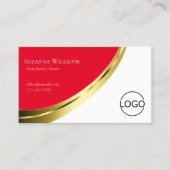 Rood en Wit Edel Goud Decor met Logo Visitekaartje (Voorkant)