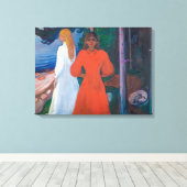 Rood en Wit | Edvard Munch | Canvas Afdruk (Insitu (Houten vloer))