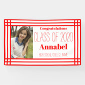 Rood en wit Eén foto Geometrisch Afstudeerder Spandoek (Horizontaal)