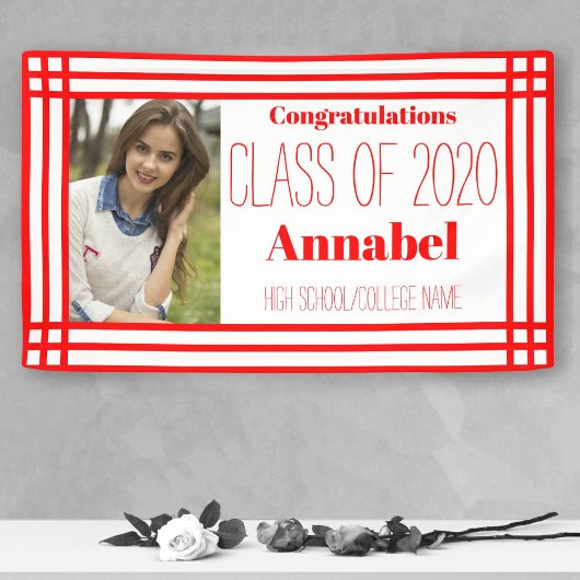 Rood en wit Eén foto Geometrisch Afstudeerder Spandoek