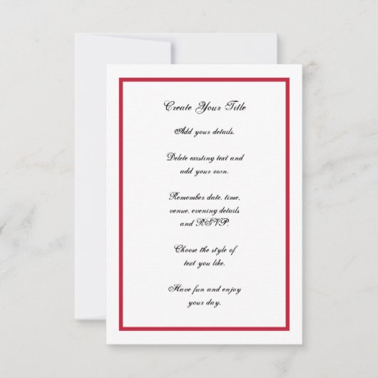 Rood en wit Eenvoudig grenshuwelijk uitnodigen Kaart (Voorkant)