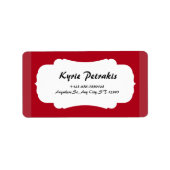 Rood en Wit Eenvoudig Persoonlijk Terugkeeradreset Etiket (Voorkant)