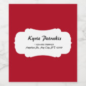 Rood en Wit Eenvoudig Persoonlijk Wijn Etiket (Enkel label)