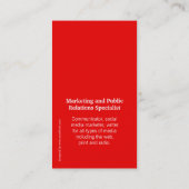 Rood en wit eenvoudig portret visitekaartje (Achterkant)