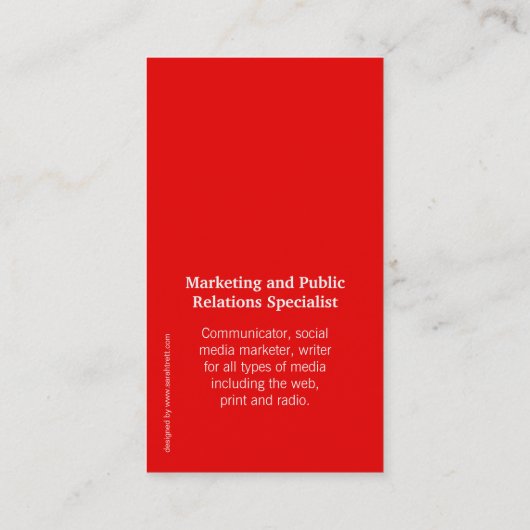 Rood en wit eenvoudig portret visitekaartje (Achterkant)