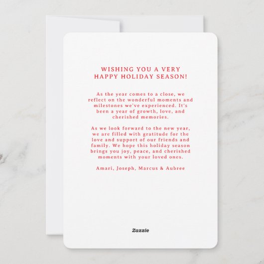 Rood en Wit Eenvoudige Scallop Feestdagenkaart (Achterkant)