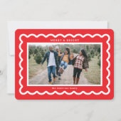 Rood en Wit Eenvoudige Scallop Feestdagenkaart (Voorkant)