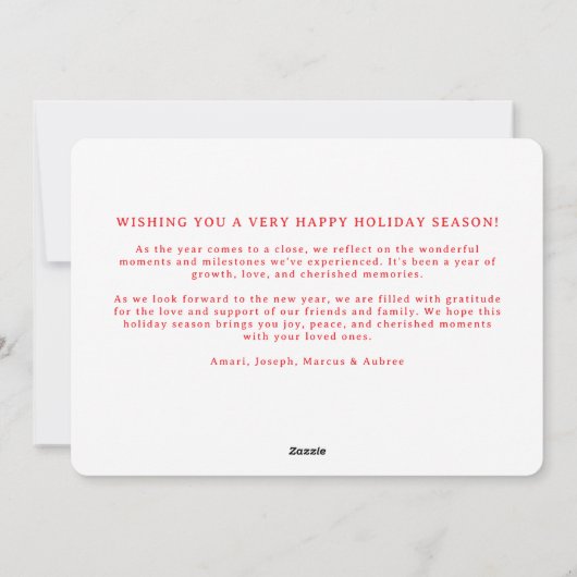 Rood en Wit Eenvoudige Scallop Feestdagenkaart (Achterkant)