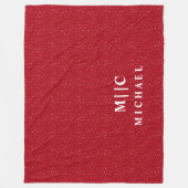 Rood en Wit Eenvoudige Strooi Modern Monogram Fleece Deken (Voorkant)
