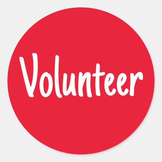 Rood en Wit Eenvoudige Vrijwilliger Ronde Sticker (Voorkant)