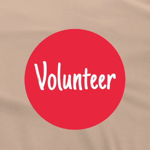 Rood en Wit Eenvoudige Vrijwilliger Ronde Sticker