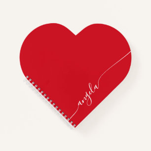 Rood en wit elegant delicate handtekening schrift notitieboek