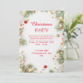 Rood en wit Elegant Kerstfeest Kaart (Staand voorkant)