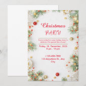 Rood en wit Elegant Kerstfeest Kaart (Voorkant / Achterkant)