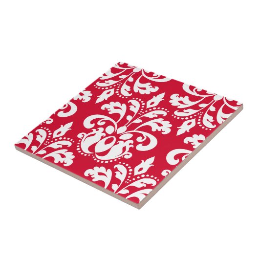 Rood en wit elegant kerstmasker tegeltje (Zijkant)