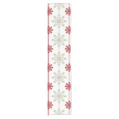 Rood en wit elegant snowflake kerstpatroon korte tafelloper (Voorkant)