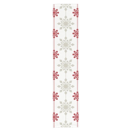 Rood en wit elegant snowflake kerstpatroon korte tafelloper (Voorkant)