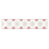 Rood en wit elegant snowflake kerstpatroon korte tafelloper (Horizontaal)