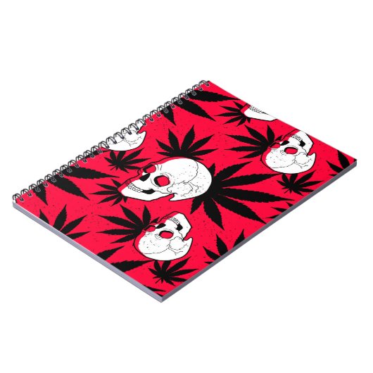Rood en wit en zwart wiet en schedels notitieboek (Linkerzijde)