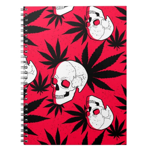 Rood en wit en zwart wiet en schedels notitieboek (Voorkant)