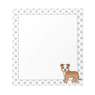 Rood en wit Engels Staffie Schattige Cartoon Dog Notitieblok