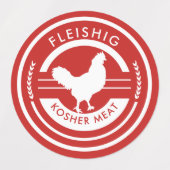 Rood en wit etiket Kosher Vlees Labels (Design 2)