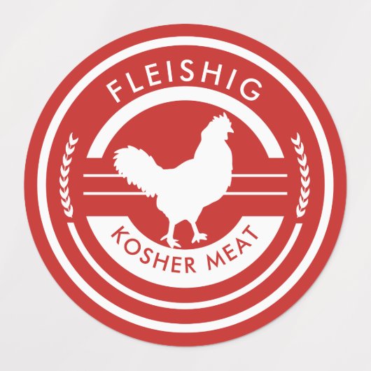 Rood en wit etiket Kosher Vlees Labels (Design 2)